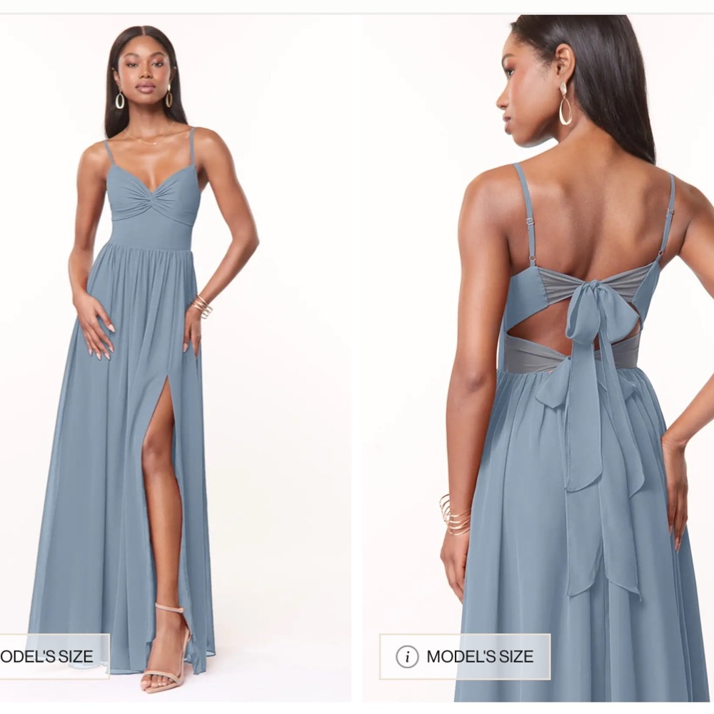 Azazie Slate Blue Maxi Dress